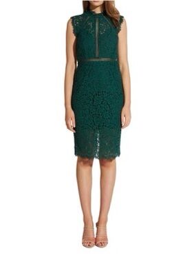 Bardot Lace Sheath Cocktail Party Dress Forest Green Size L US 10